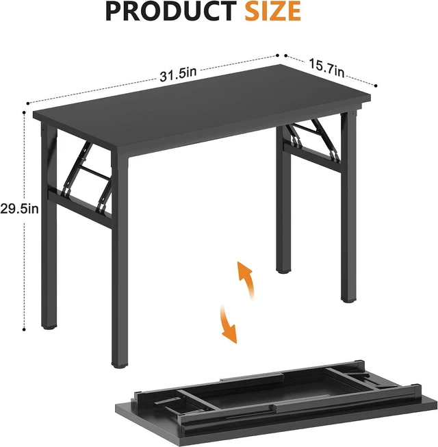 Alt view image 3 of 7 - DlandHome 31.5 Inch Small Folding Computer Desk for Home Office, Black