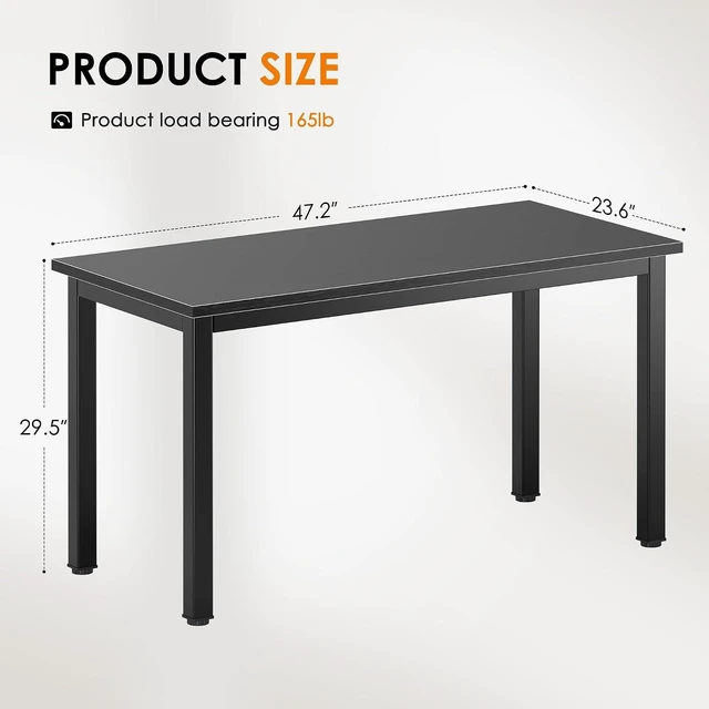 Alt view image 3 of 7 - DlandHome 47 inches Medium Computer Desk for Bedroom, Black