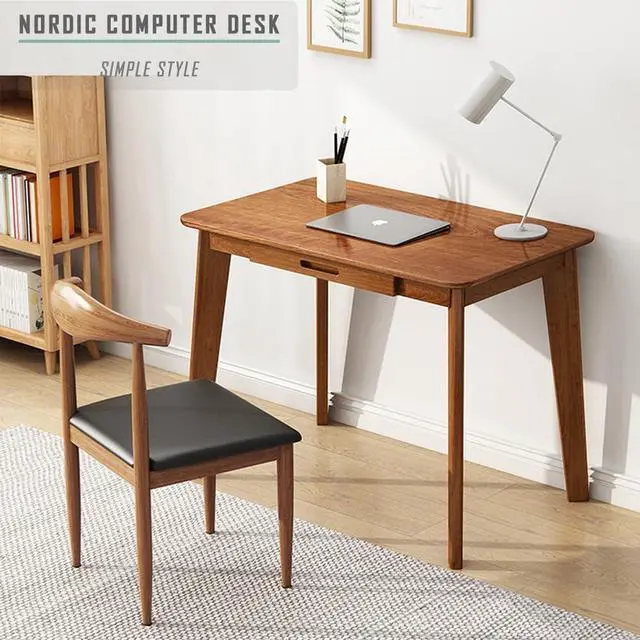 Alt view image 3 of 7 - IOTXY Solid Wood Writing Desk - Home Office Laptop Computer Table, Walnut