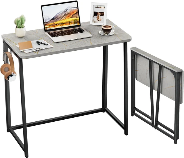 Main image of WOHOMO Folding Desk, 31.5" Foldable Computer Table for Small Spaces, Grey