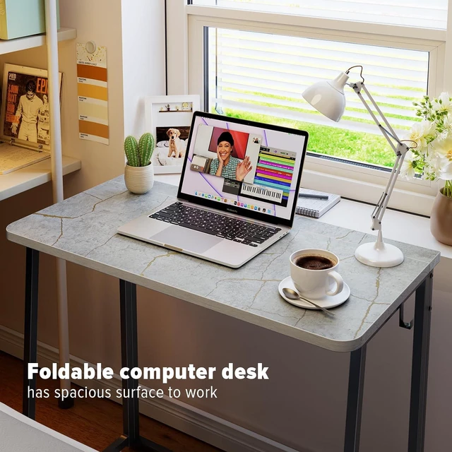Alt view image 3 of 7 - WOHOMO Folding Desk, 31.5" Foldable Computer Table for Small Spaces, Grey