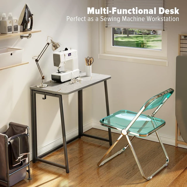 Alt view image 6 of 7 - WOHOMO Folding Desk, 31.5" Foldable Computer Table for Small Spaces, Grey