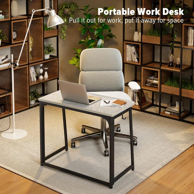 Alt view image 7 of 7 - WOHOMO Folding Desk, 31.5" Foldable Computer Table for Small Spaces, Grey