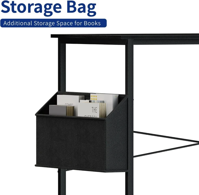 Alt view image 6 of 6 - Pamray 47 Inch Computer Desk for Small Spaces with Storage Bag, Home Office Work Desk with Headphone Hook, Small Office Desk Study Writing Table