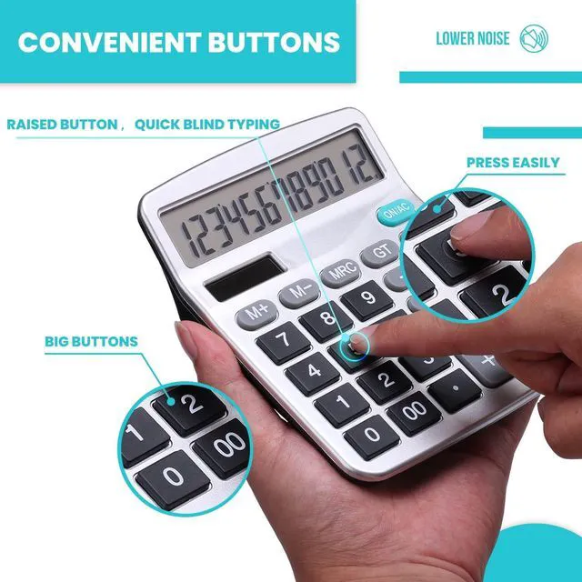 Alt view image 3 of 7 - Lichamp Desk Calculators with Big Buttons and Large Display, 4 Bulk Pack