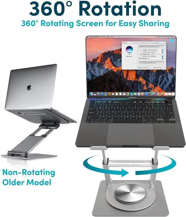 Alt view image 2 of 7 - Lifelong 360 Rotating Adjustable Laptop Stand, 16" Tall Riser - Silver