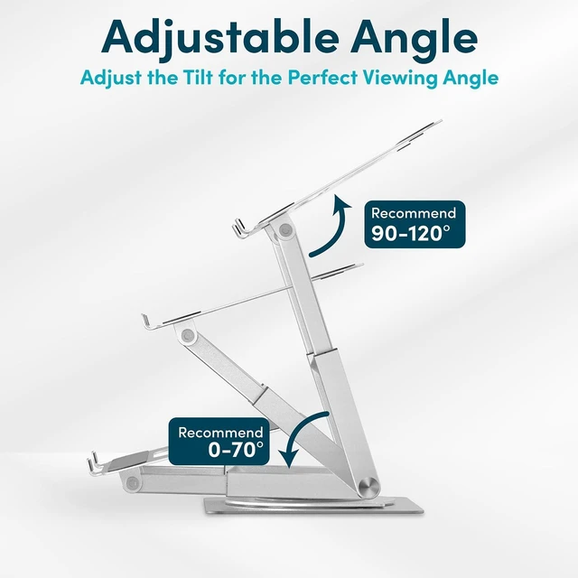 Alt view image 3 of 7 - Lifelong 360 Rotating Adjustable Laptop Stand, 16" Tall Riser - Silver