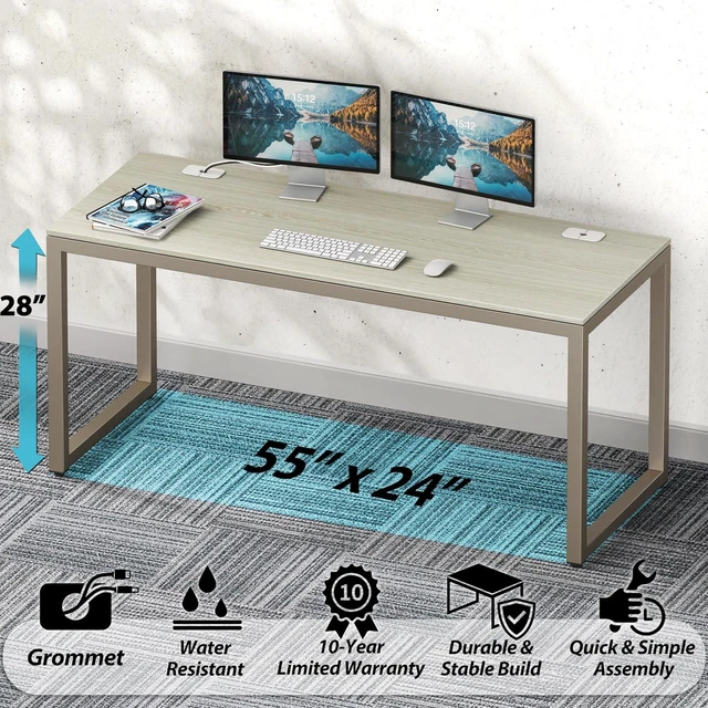 Alt view image 4 of 7 - SHW 55-Inch Commercial-Grade Office Computer Desk, Maple