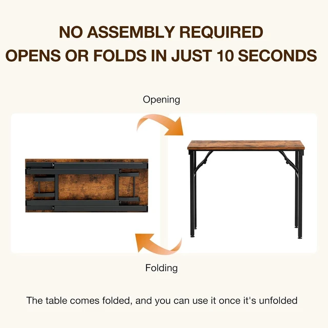 Alt view image 4 of 7 - TEMI Small Computer Desk Folding Table - 35.8" Foldable Office Desk, No Assembly, Perfect for Small Spaces in Bedroom, Dorm, or Apartment, Study Table with Compact Design, Brown