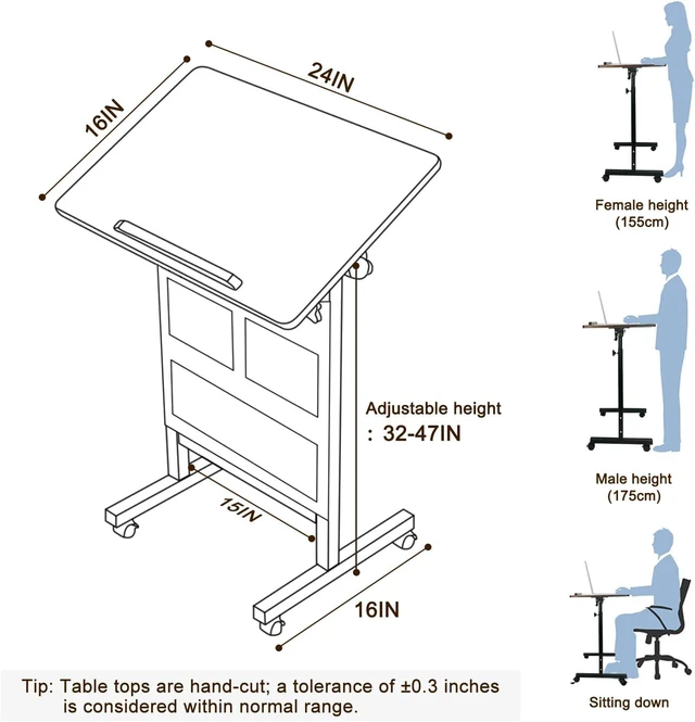 Alt view image 3 of 7 - KOUPA Height Adjustable Flip Standing Desk with Wheels and Bag,24Inch
