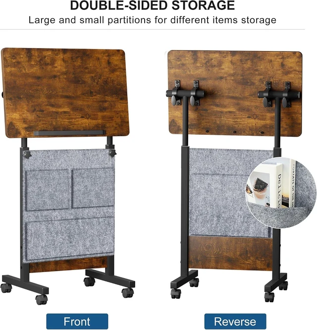 Alt view image 7 of 7 - KOUPA Height Adjustable Flip Standing Desk with Wheels and Bag,24Inch