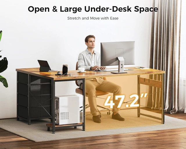 Alt view image 6 of 7 - AODK 61" L Shaped Gaming Desk with 4 Drawers and Power Outlets, Vintage