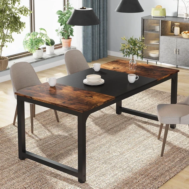 Alt view image 7 of 7 - Tribesigns Modern Computer Desk, 63 x 31.5 inch Large Office Desk Computer Table Study Writing Desk Workstation for Home Office, Vintage Black Metal Frame