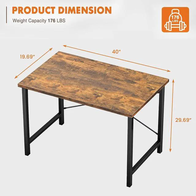 Alt view image 3 of 7 - Sweetcrispy 40-Inch Small Computer Desk for Bedroom, Brown