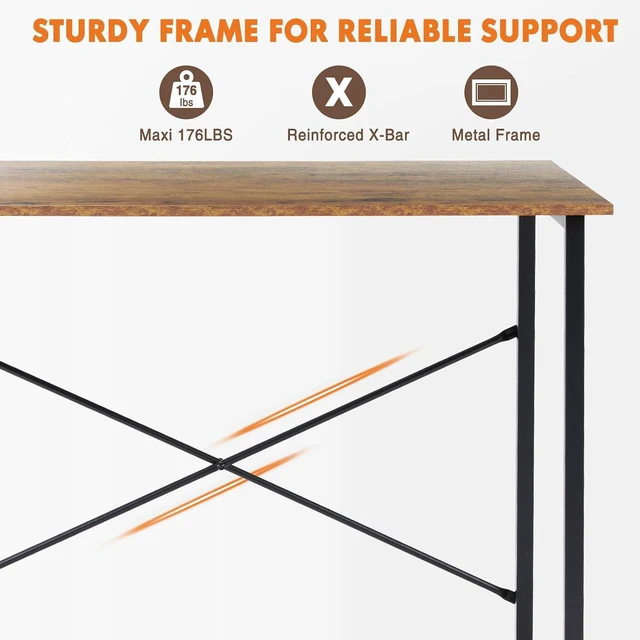 Alt view image 5 of 7 - Sweetcrispy 40-Inch Small Computer Desk for Bedroom, Brown