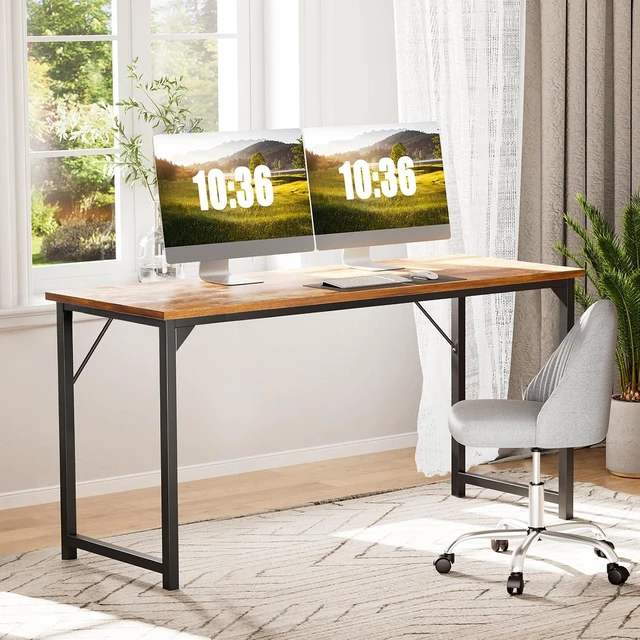 Alt view image 6 of 7 - Sweetcrispy 40-Inch Small Computer Desk for Bedroom, Brown