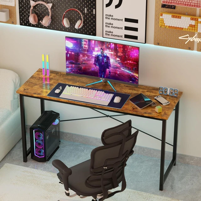 Alt view image 7 of 7 - Sweetcrispy 40-Inch Small Computer Desk for Bedroom, Brown