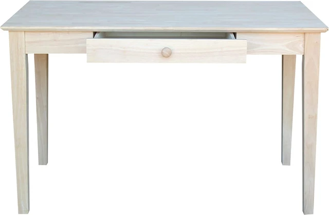 Alt view image 7 of 7 - IC International Concepts, Writing Desk With Drawer, Solid Real Wood, Sturdy Parawood, Dimensions 19.41"W x 15"D x 2.36"H, Home Office/Study, Paint/Stain Ready, Unfinished