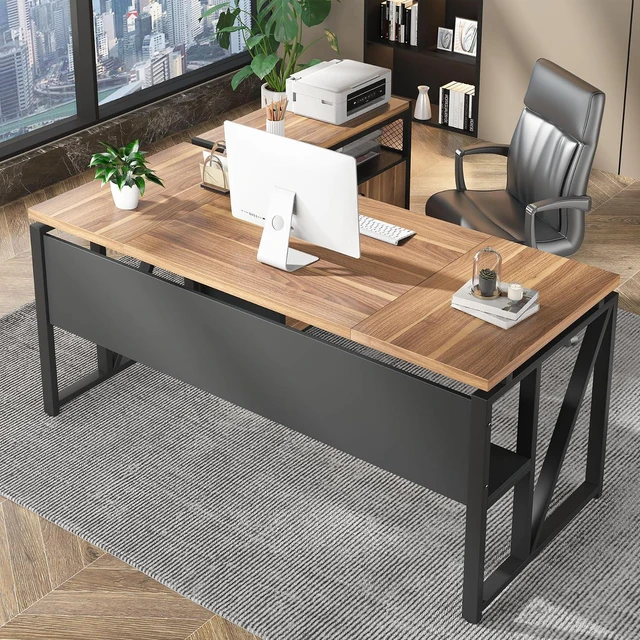 Alt view image 3 of 7 - Tribesigns 63" Executive Desk with Reversible File Cabinet, Large L-Shaped Office Desk with Drawers, Business Furniture Workstation for Home Office