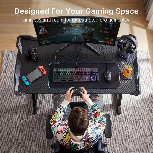 Alt view image 4 of 7 - EUREKA ERGONOMIC Gaming Desk, 44 Inch Computer Desk with RGB LED Lights