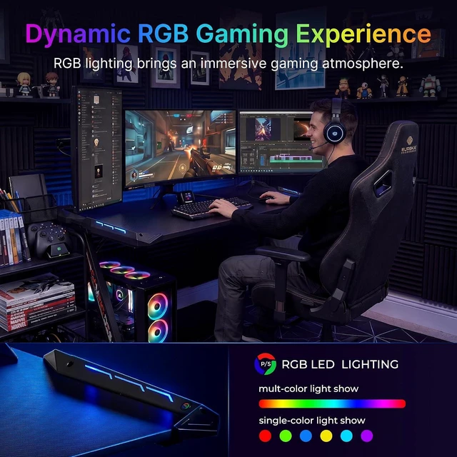 Alt view image 5 of 7 - EUREKA ERGONOMIC Gaming Desk, 44 Inch Computer Desk with RGB LED Lights