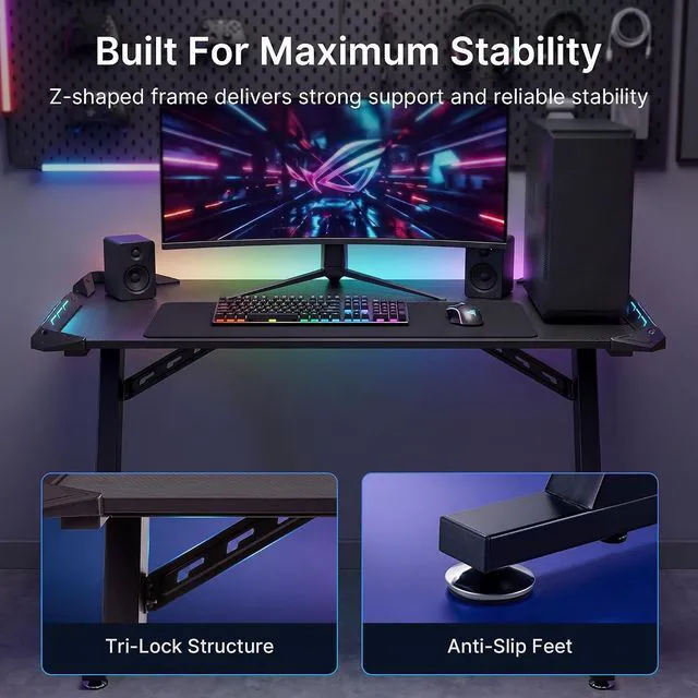 Alt view image 7 of 7 - EUREKA ERGONOMIC Gaming Desk, 44 Inch Computer Desk with RGB LED Lights