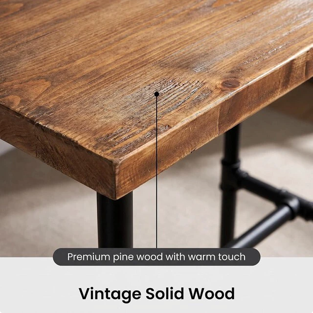 Alt view image 5 of 7 - DIY Industrial Design Pipe Dining Table Casual Pub BAR Laptop Table Modern Studio Wood and Metal Rectangular Dining Table homeoffice Desk Breakfast high bar Table Brown Desktop 47.3" × 23.6"