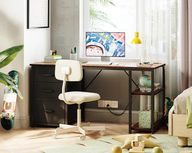 Alt view image 7 of 7 - AODK 51 Inch Computer Desk with Drawers & USB Power Outlets