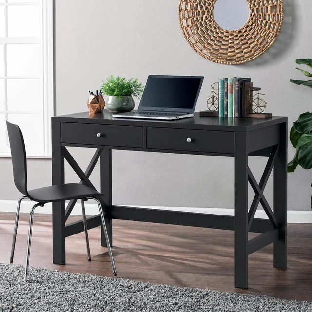 Alt view image 7 of 7 - ChooChoo 39.4 Inches Farmhouse Computer Desk with 2 Drawers