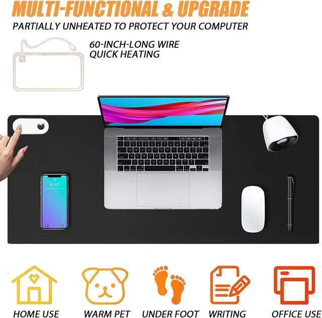Alt view image 6 of 7 - Electric Heated Desk Pad, Heated Keyboard Pad, Desk Warming Mat for Desktop