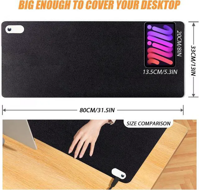Alt view image 7 of 7 - Electric Heated Desk Pad, Heated Keyboard Pad, Desk Warming Mat for Desktop