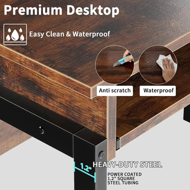 Alt view image 6 of 7 - ALISENED 31.5" Small Computer Desk with Hutch & Keyboard Tray