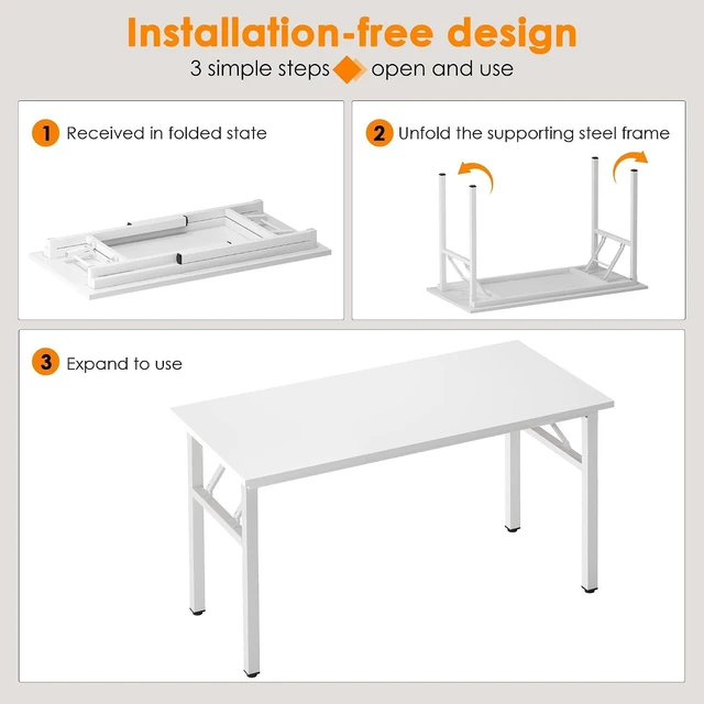 Alt view image 4 of 7 - Need 47 inches Computer Desk Office Desk Folding Table with BIFMA Certification Computer Table Workstation, White AC5DW-120
