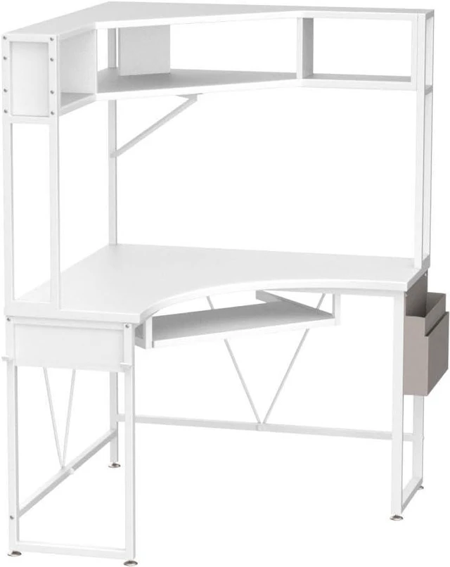Alt view image 4 of 7 - SEDETA 39" Spacious Corner Desk with Hutch, Storage for Small Space, White