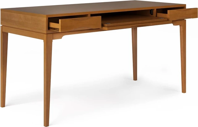 Alt view image 5 of 7 - SIMPLIHOME Harper 60" Wide Solid Wood Writing Desk in Honey Brown