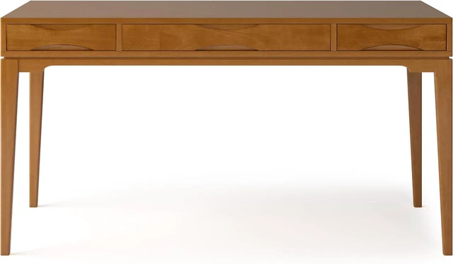 Alt view image 6 of 7 - SIMPLIHOME Harper 60" Wide Solid Wood Writing Desk in Honey Brown