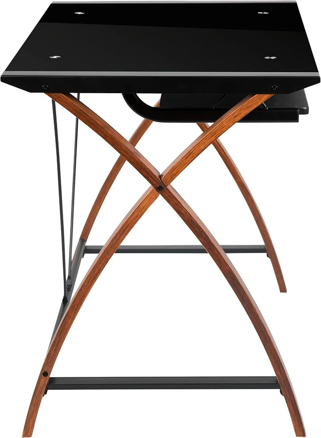 Alt view image 7 of 7 - Flash Furniture Glass Computer Desk with Pull-Out Keyboard Tray, Black