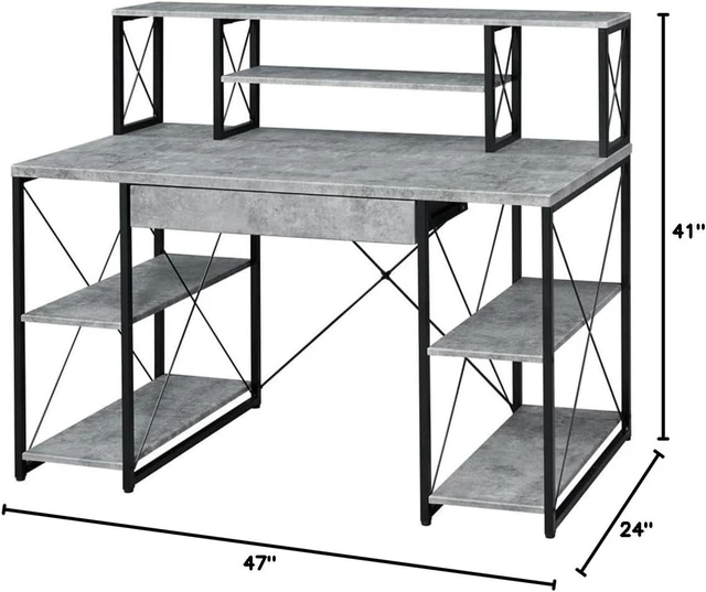 Alt view image 3 of 7 - Acme Furniture Amiel Modern Wood Computer Desk with Storage Drawer and Open Shelves - Versatile and Spacious