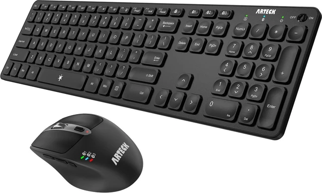 Main image of Arteck Universal Multi-Device Bluetooth Keyboard and Mouse Full Size Wireless Bluetooth Keyboard and Ergonomic Mouse Set for Windows, iOS, Android, Computer Desktop PC Laptop iPad Tablet Smartphone