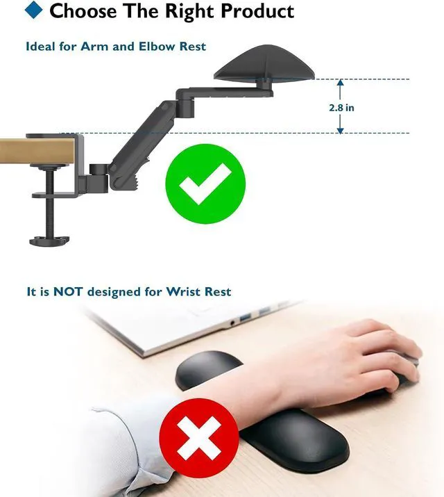 Alt view image 2 of 7 - BONTEC Adjustable Arm Rest for Desk, 360° Rotating & Extendable, Aluminum