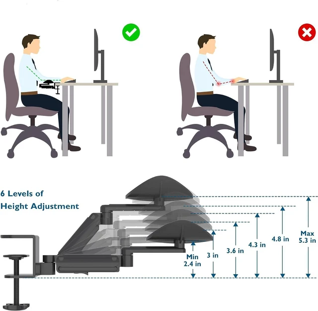 Alt view image 5 of 7 - BONTEC Adjustable Arm Rest for Desk, 360° Rotating & Extendable, Aluminum