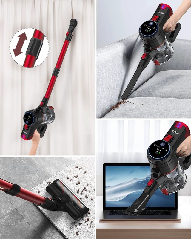 Alt view image 5 of 7 - V8 Cordless Vacuum Cleaner, Powerful Suction Stick Vacuum, 55Mins Runtime, Wireless Lightweight Handheld Vacuum Cleaner for Home, Hardwood Floor, Carpet, Car, Pet Hair Cleaning (Red)