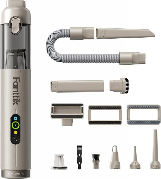 Main image of Fanttik Slim V10 Ultra Cordless Car Vacuum, 4-in-1 Portable Mini Vacuum with 19kPa Suction, Freely Combinable Accessories, 2 Suction Modes, Handheld Vac for Car, Small Jobs, Keyboard, Office (Brown)