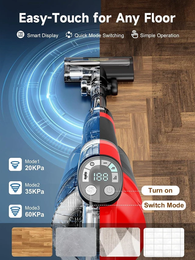 Alt view image 5 of 7 - Cordless Vacuum Cleaner for Home, Pet Hair, 60KPa, Lightweight
