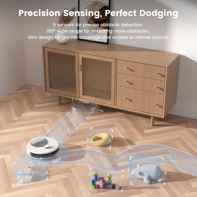 Alt view image 4 of 7 - OKP Lidar Robot Vacuum and Mop Combo, 6000Pa Automatic Robotic Vacuum, Smart Mapping, 3.7 inch Thin, 150 Min Max, 5G WiFi/App/Alexa Control, Ideal for Pet Hair, Hardfloors, Carpets, Home(L6 Aqua)