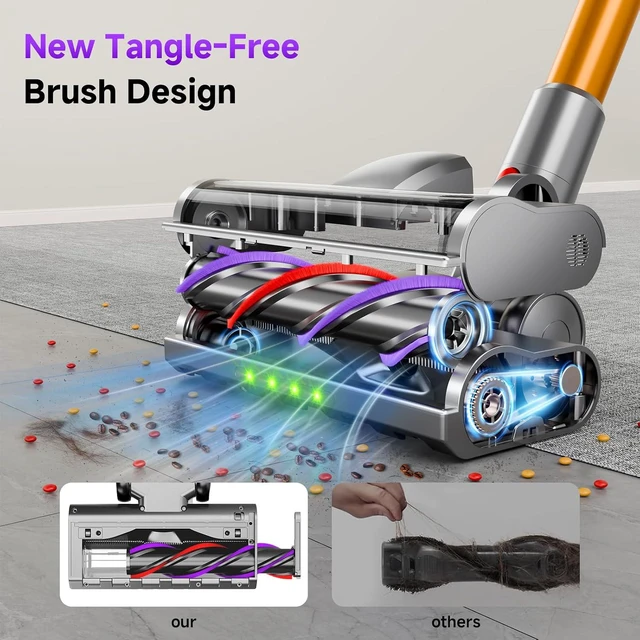 Alt view image 4 of 7 - Cordless Stick Vacuum Cleaner, 40Kpa Powerful Vacuum with LED Headlights