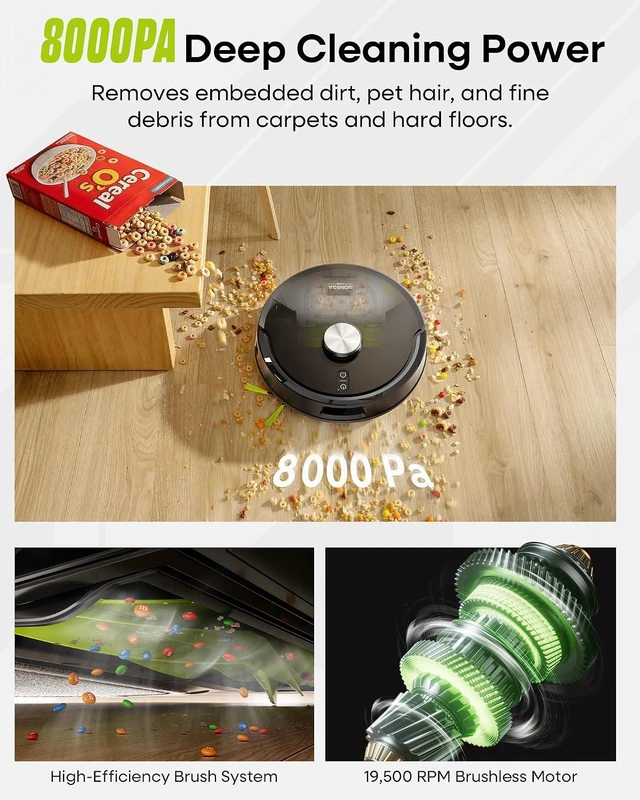 Alt view image 3 of 7 - MONSGA Robot Vacuum and Mop, 90 Days Self-Emptying with 8000Pa Suction