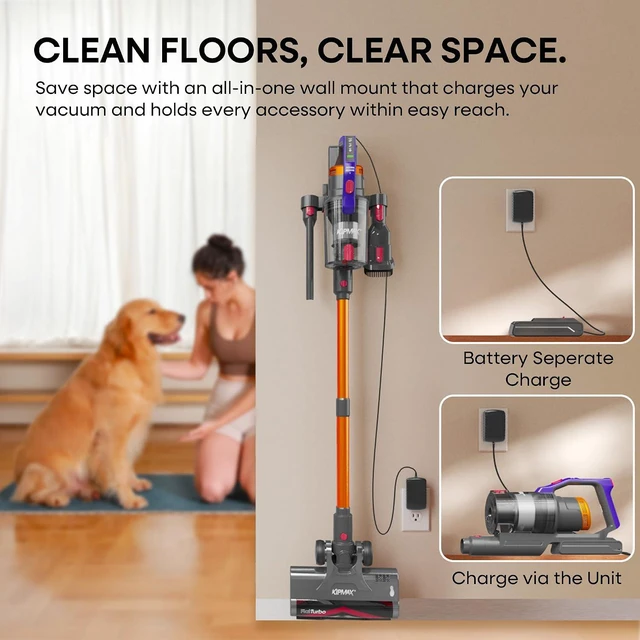 Alt view image 5 of 7 - KIPMAX Cordless Vacuum Cleaner, 50KPa 550W Stick Vacuum