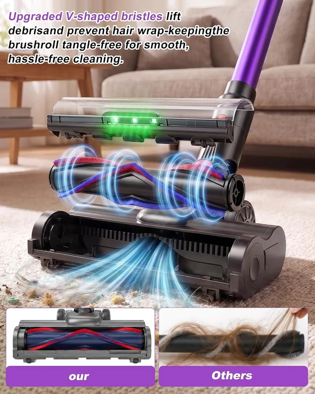 Alt view image 5 of 7 - Cordless Vacuum Cleaner for Home,Self-Standing Stick Vacuum with Touch Screen,55KPa Suction,580W Motor & Up to 70-Min Runtime,Anti-Tangle Vacuum for Pet Hair,Carpet & Hardwood Floors
