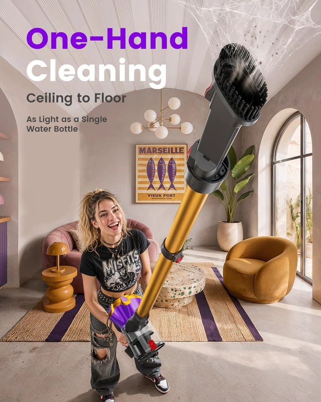 Alt view image 6 of 7 - Cordless Vacuum Cleaner, 580W 50Kpa Powerful Stick Vacuum with 65 Mins Runtime,Anti-Tangle, Self-Standing, Rechargeable,Lightweight Vacuum Cleaners for Home Hardwood Floor Carpet Pet